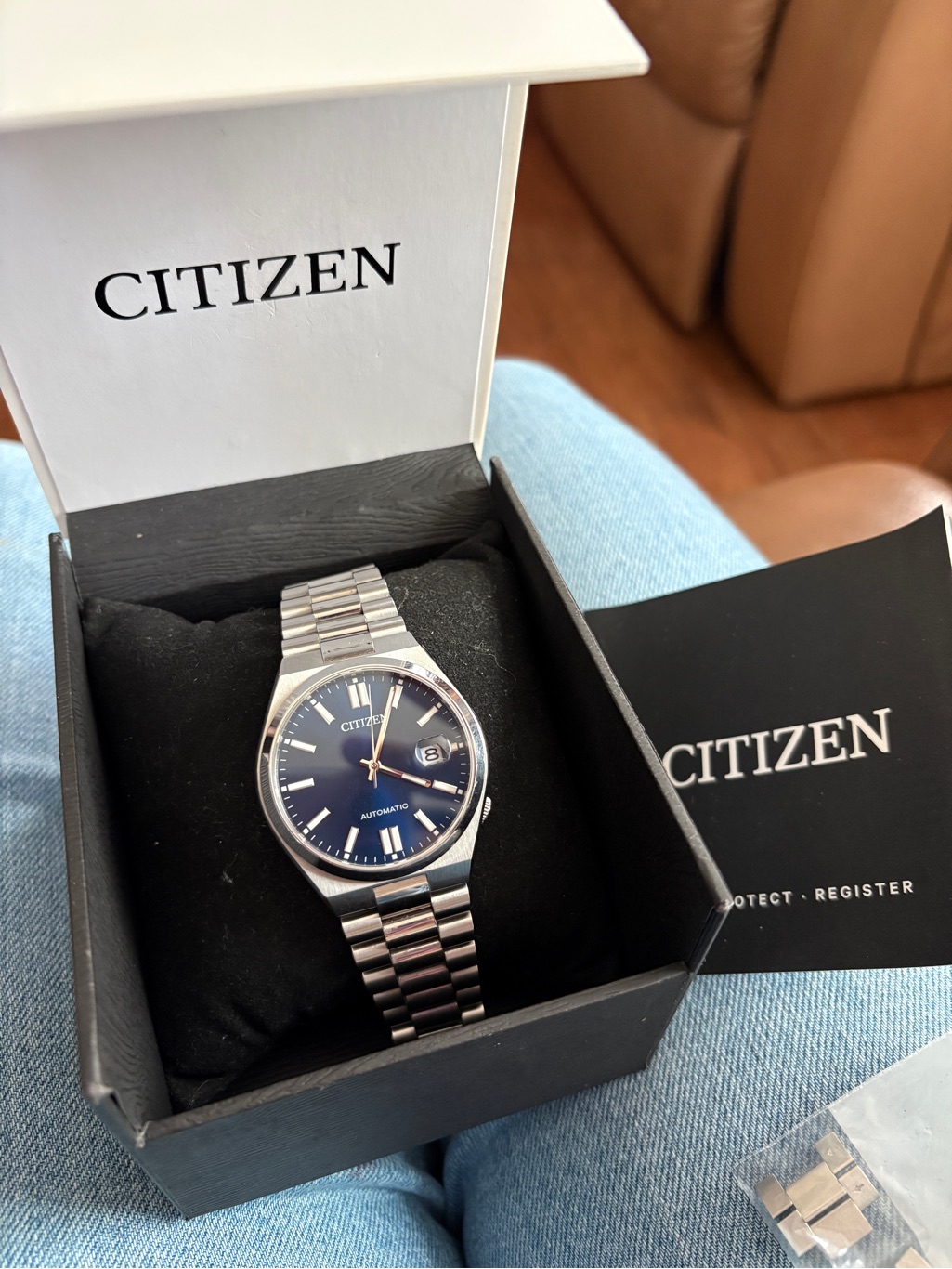 Citizen Silver Stainless Steel Watch With Blue Dial